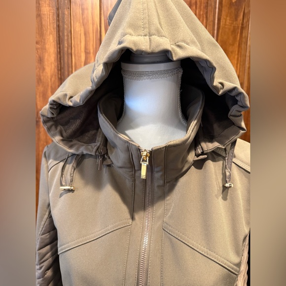 Women’s Jones New York Quilted Removable Hooded Brown Utility Jacket (Size XL) - Picture 15 of 16